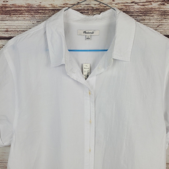 NWT Madewell Womens Small White Central Short Sleeve Button Down Shirt Top - Picture 3 of 10
